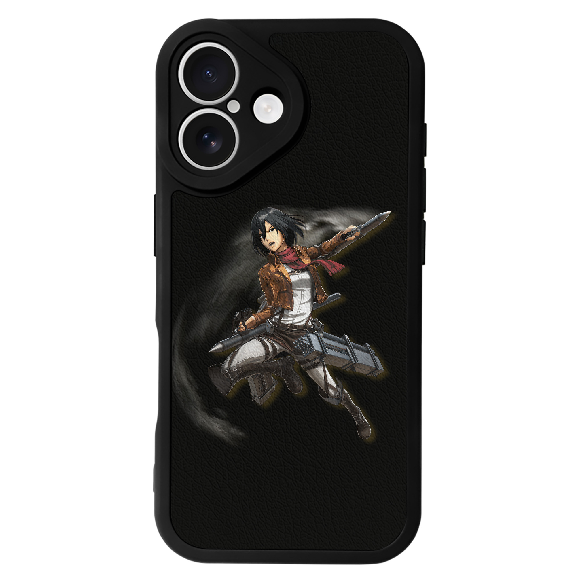 （画像用） 進撃の巨人 ミカサ·アッカーマン Attack on Titan Mikasa Ackerman 【iPhone 16シリーズ対応】シリコンスマホケース（レザー調） 材質：シリコン